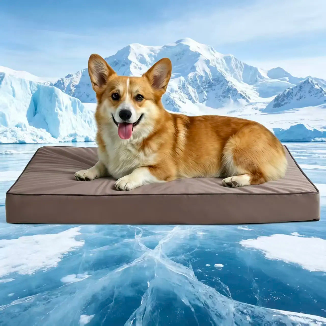 Blunique Cooling Orthopedic Dog Bed for Dogs & Cats, Waterproof Egg Crate Foam Pet Sofa Bed & Cooling Mat 2-In-1 Flat & C-Shaped Design, Q-Max 4.0 Temperature Regulating Fabric, Washable & Dryer Safe Pet Bed for All Seasons