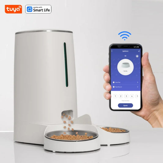WiFi Automatic Cat Feeder – 4L Double Bowl with App Control