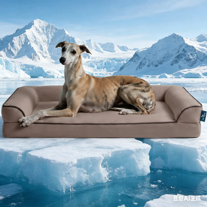 Blunique Cooling Orthopedic Dog Bed for Dogs & Cats, Waterproof Egg Crate Foam Pet Sofa Bed & Cooling Mat 2-In-1 Flat & C-Shaped Design, Q-Max 4.0 Temperature Regulating Fabric, Washable & Dryer Safe Pet Bed for All Seasons
