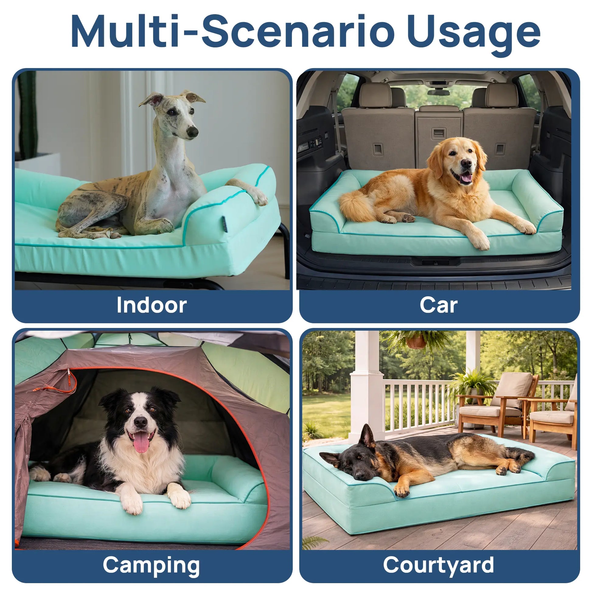 Blunique Cooling Orthopedic Dog Bed for Dogs & Cats, Waterproof Egg Crate Foam Pet Sofa Bed & Cooling Mat 2-In-1 Flat & C-Shaped Design, Q-Max 4.0 Temperature Regulating Fabric, Washable & Dryer Safe Pet Bed for All Seasons
