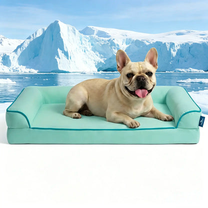 Blunique Cooling Orthopedic Dog Bed for Dogs & Cats, Waterproof Egg Crate Foam Pet Sofa Bed & Cooling Mat 2-In-1 Flat & C-Shaped Design, Q-Max 4.0 Temperature Regulating Fabric, Washable & Dryer Safe Pet Bed for All Seasons