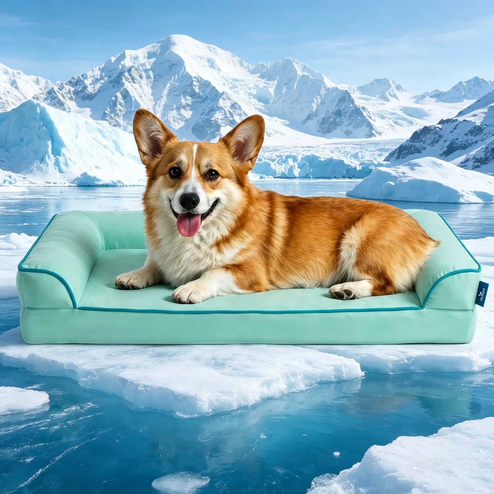 Blunique Cooling Orthopedic Dog Bed for Dogs & Cats, Waterproof Egg Crate Foam Pet Sofa Bed & Cooling Mat 2-In-1 Flat & C-Shaped Design, Q-Max 4.0 Temperature Regulating Fabric, Washable & Dryer Safe Pet Bed for All Seasons